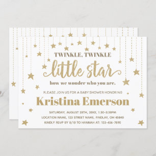 Invitation Gold Twinkle Twinkle Little Star Baby shower