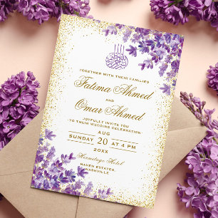 Invitation Gold Violet Lavande Mariage musulman musulman
