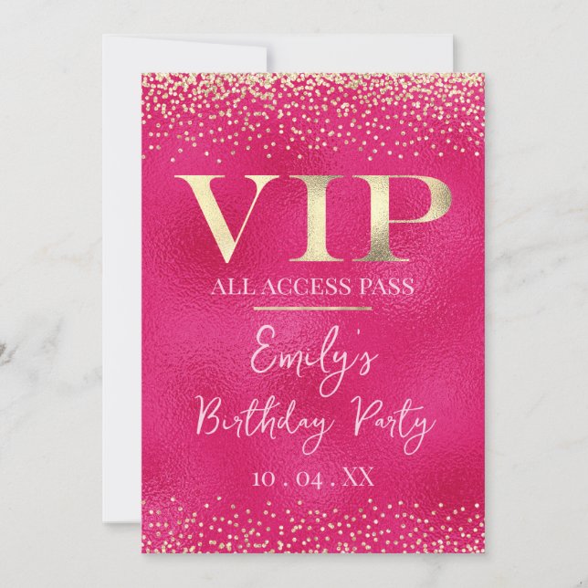 Invitation Gold VIP sur Hot Pink Event ou Party (Devant)