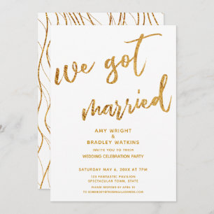 Invitation Gold Waves Nous Nous Sommes Mariés White Mariage R