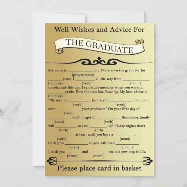 Invitation Gold Well Wives and Advice for the Graduate (Devant)