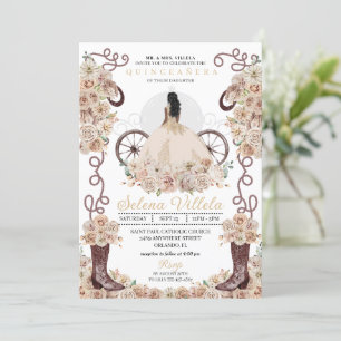 Invitation Gold Western Cinderella Carriage Quinceañera
