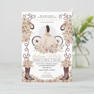 Invitation Gold Western Cinderella Carriage Quinceañera
