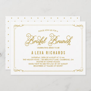 Invitation Gold Whimsical Frontières Nuptiale Brunch Invitati