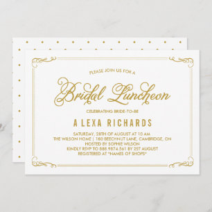 Invitation Gold Whimsical Frontières Nuptiale Luncheon Invita