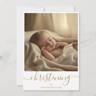 Invitation Gold Whimsy Script Genre Christening Neutre