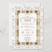 Gold White Art Déco Gatsby 20s Style Mariage