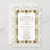 Gold White Art Déco Gatsby 20s Style Sweet 16