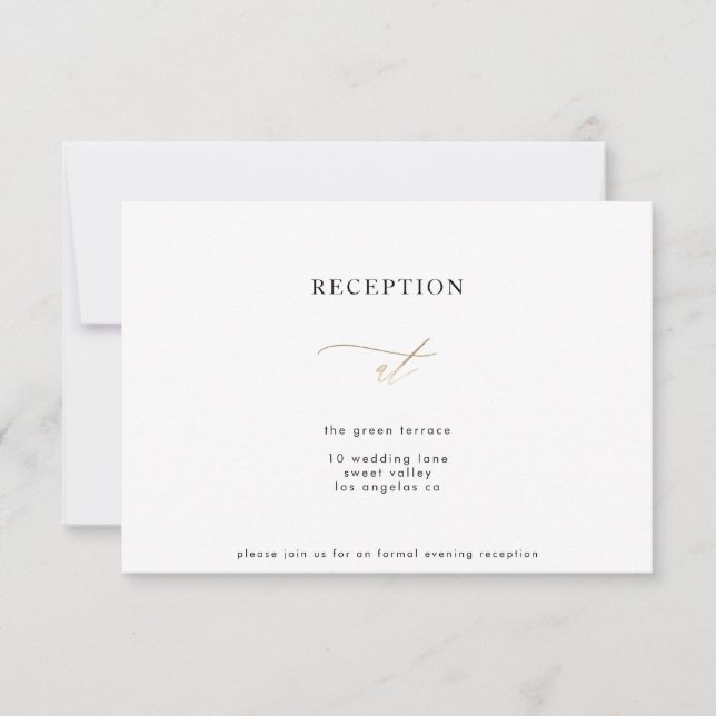 Invitation Gold White Elegant Moderne Calligraphie Réception (Devant)