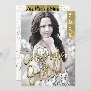 Invitation Gold & White Graduation Moderne Grad Party