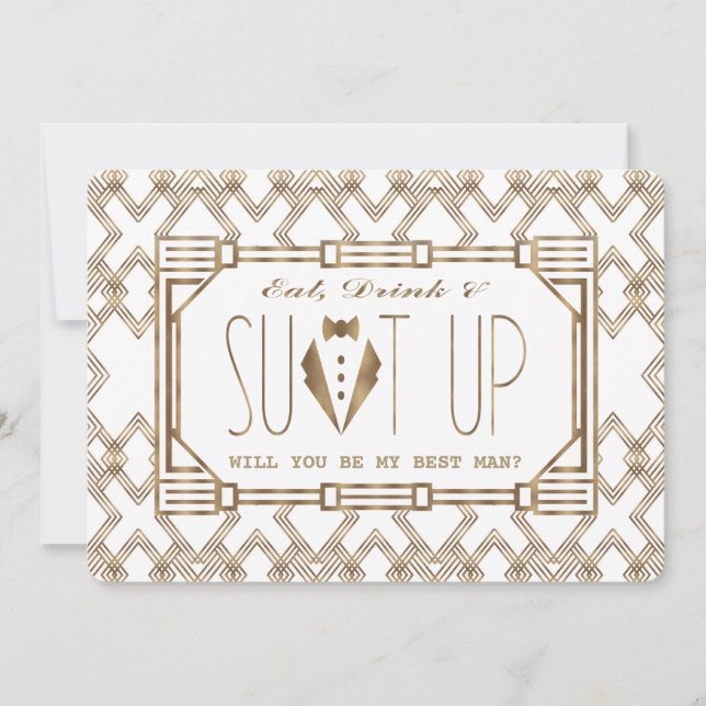 Invitation Gold & White Great Gatsby VOUS SEREZ MON MEILLEUR  (Devant)