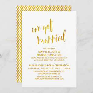 Invitation Gold & White Nous Avons Marié Typographie Célébrat