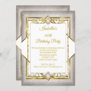 Invitation Gold White Pearl beige beige fête d'anniversaire
