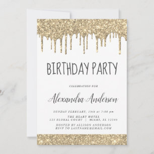 Invitation Gold White Sparkle Parties scintillant N'importe q