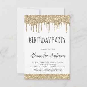 Invitation Gold White Sparkle Parties scintillant N'importe q