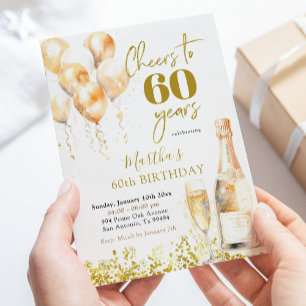 Invitation Gold Wine Cheval Femme Adulte Anniversaire