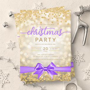 Invitation Gold Winter Glam Company Xmas Purple Ribbon