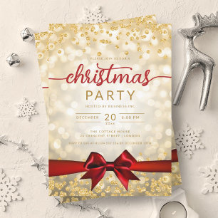 Invitation Gold Winter Glam Company Xmas Red Ribbon