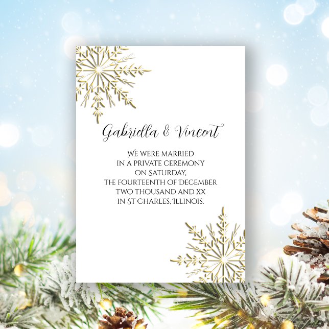 Invitation Gold Winter Snowflake Mariage privé / Elopement (Créateur téléchargé)