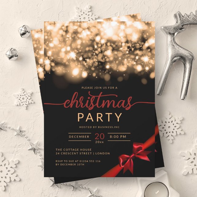 Invitation Gold Winter Sparkling Company Xmas Party (Gold Winter Sparkling Company Xmas Party Invitation)