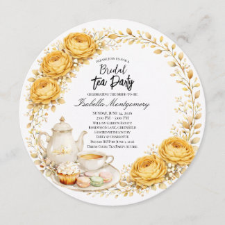 Invitation Gold Yellow Palette Tea Party Bridal Shower