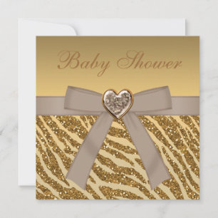Invitation Gold Zebra Imprimer Parties scintillant et Baby sh