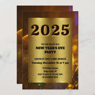 Invitation GOLDEN 2025 Nouvel An's Eve personnalisé année Inv