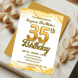 Invitation Golden 35th Birthday Celebration