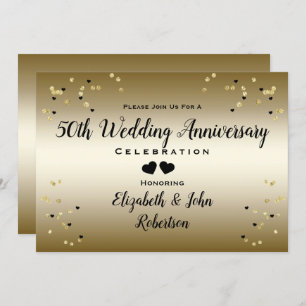 Invitation Golden 50e anniversaire Mariage Confetti Elégant
