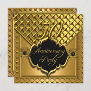 Invitation Golden 50th Anniversary Elite Elégant Black Gold