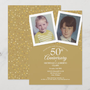 Invitation Golden 50th Mariage Anniversary Childhood Photos