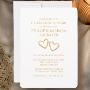 Invitation Golden 50th Mariage Anniversary Party Coeur person