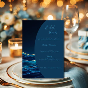 Invitation Golden Accentué Abstrait Ocean Waves mariage