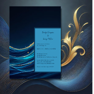 Invitation Golden Accentué Abstrait Ocean Waves mariage