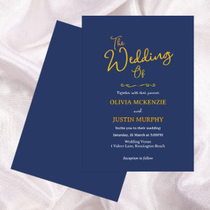 Invitation Golden And Navy Blue Script