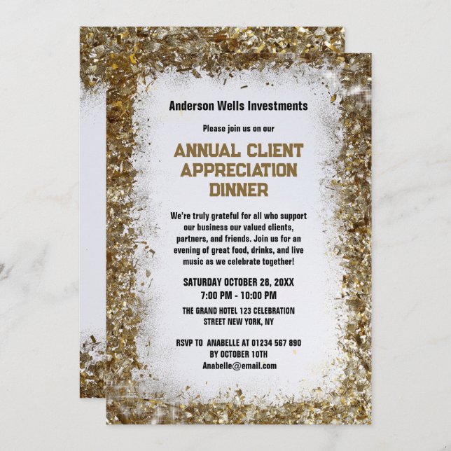 Invitation Golden Annual Client Appreciation Dinner Party   (Devant / Derrière)