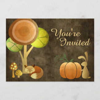 Invitation Golden Autumn Woodland Animaux Anniversaire Invita