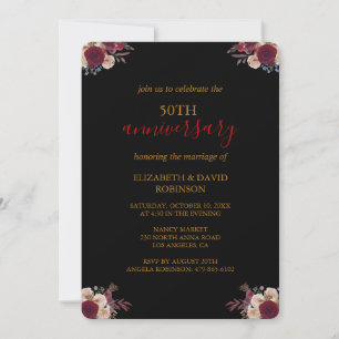 Invitation Golden Black élégant 50e anniversaire de mariage