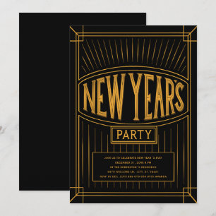 Invitation Golden Black Style Vintage fête de la Saint-Sylves