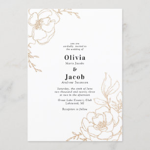 Invitation Golden Blossoms Floral Mariage Design