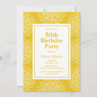 Golden Brown & blanc Mandala Flower 50th Birthday