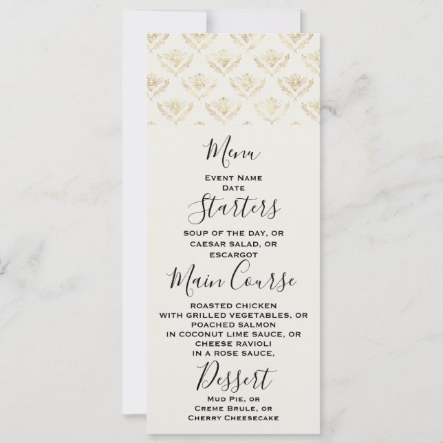 Invitation Golden Bumble Bee avec un Motif de la Couronne (Devant)
