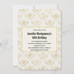 Invitation Golden Bumble Bee Motif Anniversaire