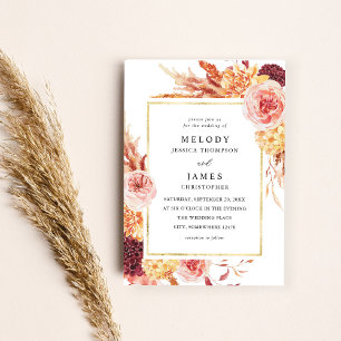 Invitation Golden Burgundy & Blush Pink FlorMariage 2