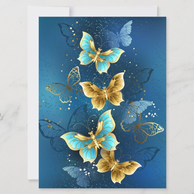 Invitation Golden butterflies (Devant)