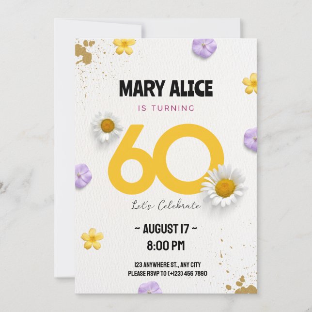 Invitation Golden Celebration Simple 60e anniversaire minimal (Devant)