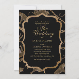 Invitation Golden chain glamour leopard cheetah