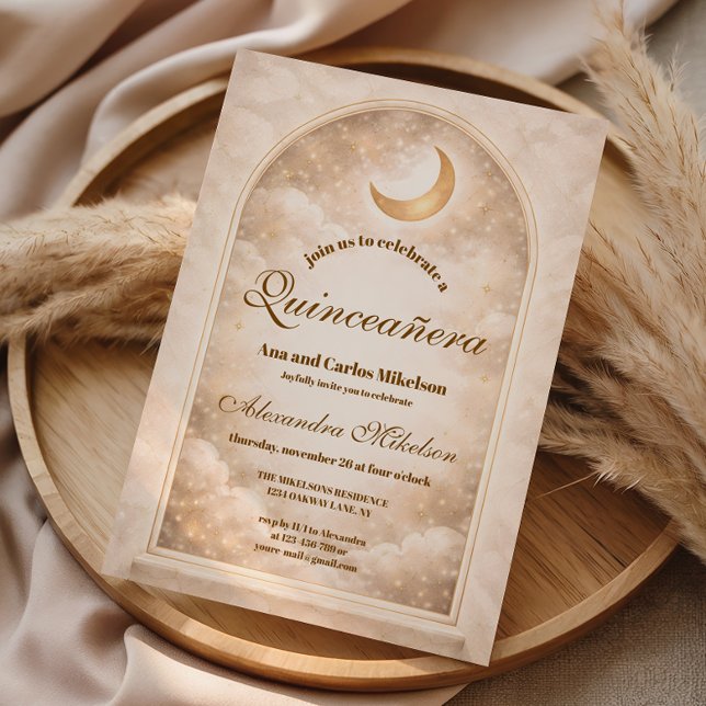 Invitation Golden Constellation Quinceañera (Créateur téléchargé)