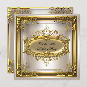 Invitation Golden Cream Elite Élégante fête d'anniversaire