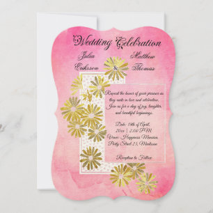 Invitation Golden Daisy Dream Elégance Romance Vintage Chic